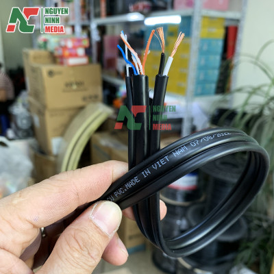 Dây Mạng 4 Lõi Đồng HIDEKI Kèm Nguồn + Gia Cường Và Phủ Dầu Chống Ẩm - Hàng Chính Hãng