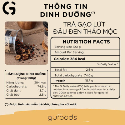 [Vị Thảo Mộc] Combo 2 Hộp Trà Gạo Lứt Đậu Đen GUfoods 200g/500g - Thanh Nhiệt, Giải Khát, Cải Thiện Giấc Ngủ