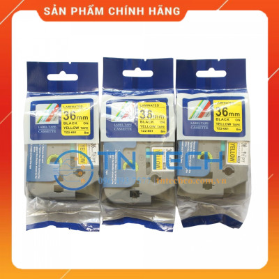 Nhãn In Tz2-661 - Đen nền vàng 36mm x 8m - Dùng cho máy in BROTHER - AIMO - PUTY [Hàng Nhập Khẩu]