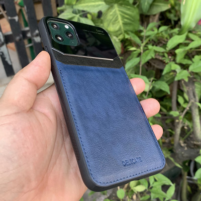 Ốp lưng da kính cao cấp dành cho iPhone 11 Pro - Màu xanh - Hàng nhập khẩu - DELICATE