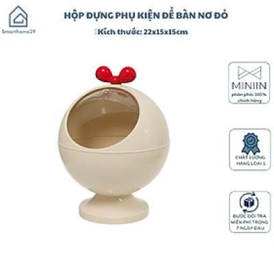 Hộp Đựng Phụ Kiện Để Bàn Nơ Đỏ Đa Năng - Decor Xinh Xắn Cho Không Gian - HÀNG CHÍNH HÃNG MINIIN