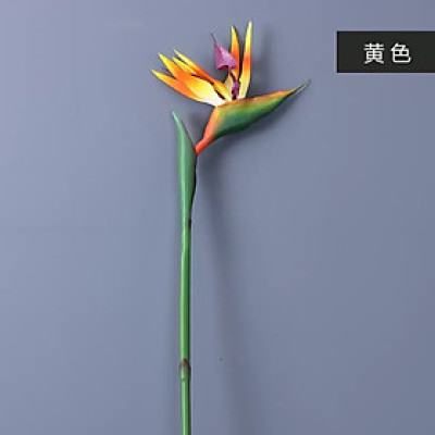 Hoa thiên điểu giả như thật cắm bình 80cm ship HOẢ TỐC HCM chuối mỏ két cao su vàng cam trang trí nhà