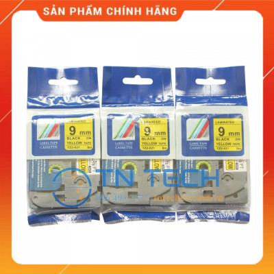 Nhãn In Tz2-621 - Đen nền vàng 9mm x 8m - Dùng cho máy in BROTHER - AIMO - PUTY [Hàng Nhập Khẩu]