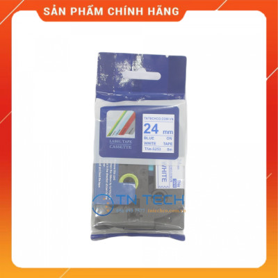 Nhãn In TNE-S253 - Xanh dương nền trắng 24mm x 8m - Dùng cho máy in BROTHER - AIMO - PUTY [Hàng nhập khẩu]