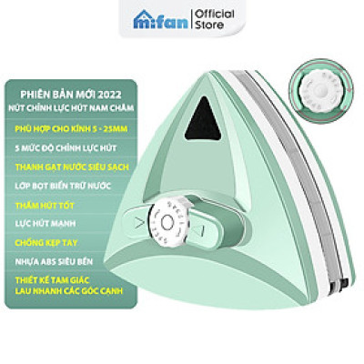 Bộ Lau Kính 2 Mặt Nam Châm Thông Minh MIFAN - Làm sạch cửa kiếng hai mặt nhà cao tầng chung cư - Nút điều chỉnh lực hút - Hàng chính hãng
