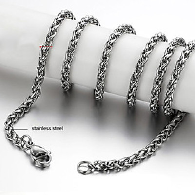 Dây chuyền nam inox thời trang kiểu bông dừa xoắn phukienpt kích cỡ 3mm màu trắng thép không gỉ PTDCNA16