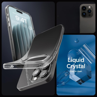 Ốp Lưng Trong Suốt cho iPhone 16 Pro Max / 16 Pro / 16 Plus / 16, Spigen Liquid Crystal Clear Case, Chống Sốc_ Hàng Chính Hãng