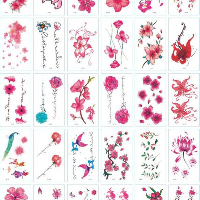 381 Hình Xăm Dán Tattoo Hoạ Tiết Hoa Bỉ Ngạn Hoa Hồng Cánh Bướm