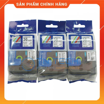 Nhãn In HZE-261 - Đen nền trắng 36mm x 8m - Dùng cho máy in BROTHER - AIMO - PUTY [Hàng nhập khẩu]