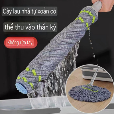 CÂY LAU SỢI VẮT TRỢ LỰC TỰ HÃM THÔNG MINH CÂY LAU MOP SỢI LAU SIÊU THẤM MỀN MẠI VÀ BỀN KHÁNG KHUẨN HÀNG XUẤT KHẨU CAO CẤP - MHW007K65QN