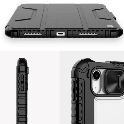 Bao da chống sốc bảo vệ camera cho iPad Gen 10 10.9inch 2022 hiệu Nillkin Bumber Pro có ngăn đựng bút chống va đập, mặt lưng show Logo táo, cơ chế smartsleep, nắp bảo vệ Camera 1.1mm - hàng chính hãng