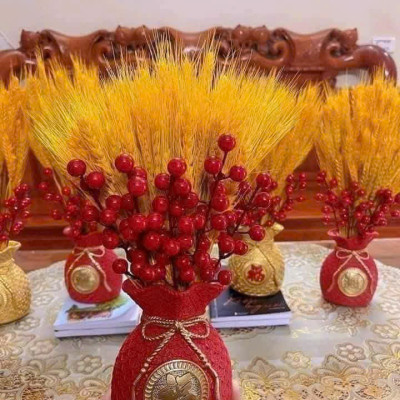Set Bình Hoa 3 Món Tài Lộc Bông Lúa Mạch – Trang Trí Sang Trọng, Thu Hút Tài Lộc, Mang Lại May Mắn - HÀNG CHÍNH HÃNG MINIIN