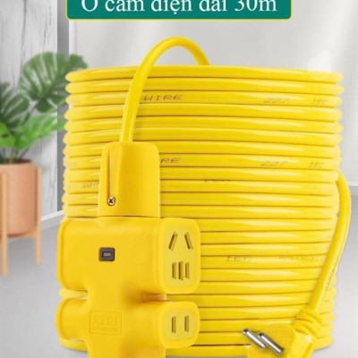 CUỘN DÂY ĐIỆN 16A - 250V DÀI 25M KÈM Ổ CẮM ĐÚC VÀ PHÍCH CẮM ĐÚC LIỀN DÂY CHỊU LỰC CAO CẤP (5 Ổ CẮM, DÂY 2 x 4 LI) - Hàng Chính Hãng