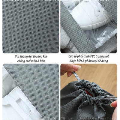 Túi Đựng Giày Dép Du Lịch Có Dây Rút Để Giày Đá Bóng Thể Thao Thoáng Khí Chống Bụi Bẩn