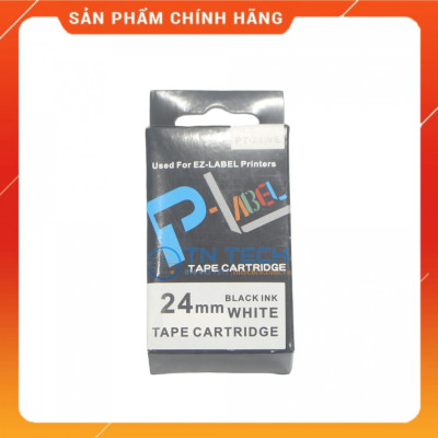 Nhãn in CASIO PT-24WE - Chữ đen nền trắng 24MM x 8M - Dùng cho máy in nhãn CASIO [Hàng nhập khẩu]