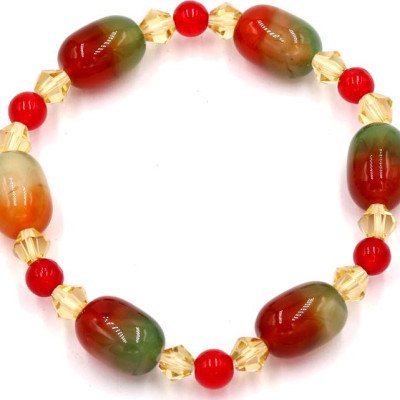 Chuỗi tay đá thạch anh đỏ xanh FSOXO4