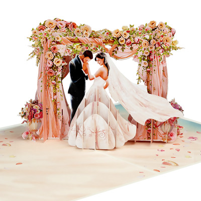 Thiệp 3D Pop Up Cổng Hoa Cưới – Thiệp Chúc Mừng Đám Cưới, Thiệp Wedding Sang Trọng, Lãng Mạn, W16