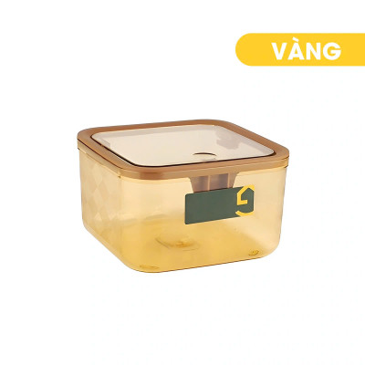 Hộp Vuông Để Bàn (15*15*8.3cm) Đựng Bông Tẩy Trang, Dụng Cụ Trang Điểm, Đồ Dùng Văn Phòng, Thùng Rác Mini Để Bàn,...  Họa Tiết Trong Suốt Có Nắp Đậy  Kiểu Dáng Trẻ Trung Hiện Đại - Hàng Cao Cấp