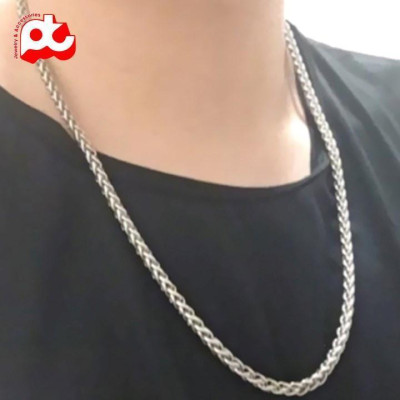 Dây chuyền nam đẹp titan rẻ titan thép không gỉ kiểu bông dừa trangsucpt kích cỡ 5mm trắng PTDCNA172