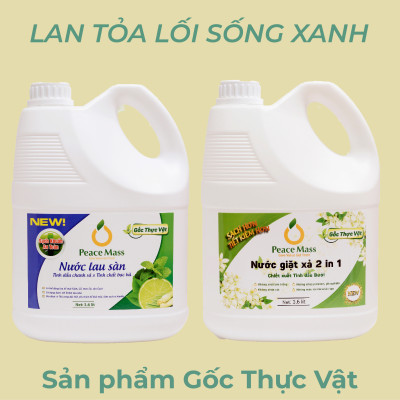 Combo Sản Phẩm Gốc Thực Vật NGB4 Peace Mass Nước Giặt Xả 2 in 1 3.6 l + Nước Lau Sàn TD Chanh Sả -Bạc Hà 3.6l (Thuộc nhóm Sản phẩm Lành tính / Sinh học)