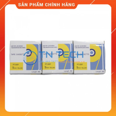 Nhãn in MAX PT-309Y - Chữ đen nền vàng 9MM x 8M - Dùng cho máy in ống MAX [Hàng nhập khẩu]