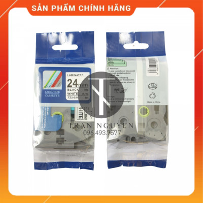 Nhãn In đa lớp Tz2-251 - Đen nền trắng 24mm x 8m - Hàng nhập khẩu