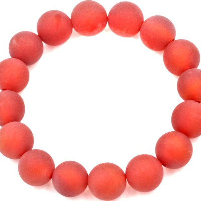 Vòng tay chuỗi hạt thạch anh đỏ mài mờ 12 ly kèm hộp nhung