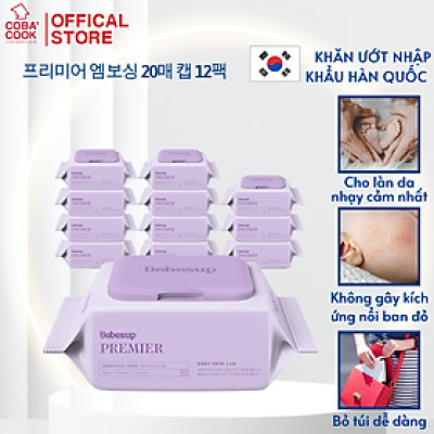 Combo 12 Gói Khăn Ướt Hàn Quốc Bebesup Primier 20 Tờ/ Gói Thương Hiệu Bebesup