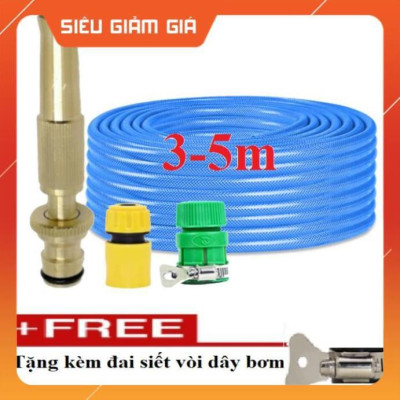 Bộ dây vòi xịt nước rửa xe, tưới cây . tăng áp 3 lần, loại 3m, 5m 206587 cút sập,nối nhựa+ tặng đai