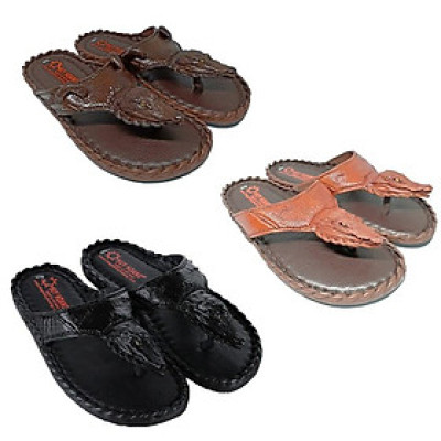 HP7237-38-39-46 - Dép nam Huy Hoàng đầu cá sấu màu đen, vàng bò, nâu đỏ, nâu đất