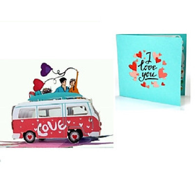 Thiệp 3D Pop Up Xe Tình Yêu – Thiệp Tỏ Tình, Thiệp Valentine, Thiệp Lãng Mạn Độc Đáo, L06