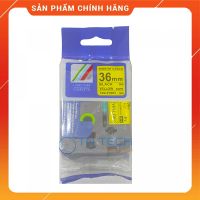 Nhãn In Tz2-FX661 - Đen nền vàng 36mm x 8m - Dùng cho máy in BROTHER - AIMO - PUTY [Hàng Nhập Khẩu]