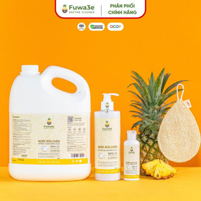 [ Nước rửa chén bát Fuwa3e 500ml an toàn cho bé ] enzym dịu nhẹ da tay không nhờn rít hương dứa