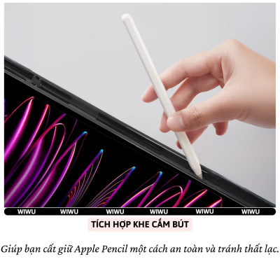 Case/ Ốp/Bao da IPAD WIWU Classic II Cho IPAD Pro 11 inch M4 2024 Air 5/Air 4 10.9/ Pro 11 inch/Gen 9 8 7th 10.2/Gen 10 - Viền Silicon, Có Khay Đựng Bút, Bao Da Thông Minh, tự động tắt mở màn hình - Hàng nhập khẩu