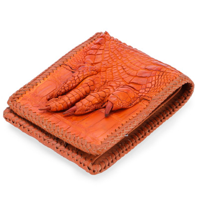 HC2716-17-18-19 - Ví nam Huy Hoàng da cá sấu đan viền gù chân màu đen, nâu đất, nâu đỏ, vàng bò
