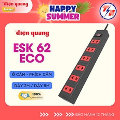 Ổ cắm Điện Quang ECO ĐQ ESK 62ECO (6 lỗ 2 chấu)