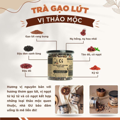 [Vị Thảo Mộc] Combo 2 Hộp Trà Gạo Lứt Đậu Đen GUfoods 200g/500g - Thanh Nhiệt, Giải Khát, Cải Thiện Giấc Ngủ