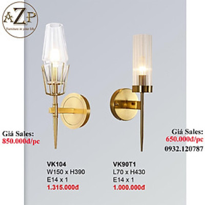 AZP - ĐÈN ỐP VÁCH / ĐÈN TRANG TRÍ / ĐÈN TREO TƯỜNG PHÒNG KHÁCH, PHÒNG NGỦ, NHÀ HÀNG, KHÁCH SẠN AZP-VK90T1 / VK104 phong cách đương đại, hàng nhập khẩu AZP