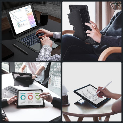 Bao Da Kèm Bàn Phím cho iPad Air 6 11 inch / iPad Air 6 13 inch 2024 Nillkin Bumper Combo Case Keyboard (Có Đèn Nền Backlit Keyboard) - Hàng Chính Hãng