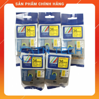 Nhãn In Tz2-661 - Đen nền vàng 36mm x 8m - Dùng cho máy in BROTHER - AIMO - PUTY [Hàng Nhập Khẩu]
