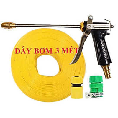 Bộ dây vòi xịt nước rửa xe, tưới cây . tăng áp 3 lần,loại 3m,5m 206318 đầu đồng,cút,nối nhựa vàng+ tặng móc khoá