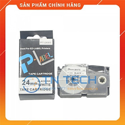 Nhãn in CASIO PT-24WE - Chữ đen nền trắng 24MM x 8M - Dùng cho máy in nhãn CASIO [Hàng nhập khẩu]