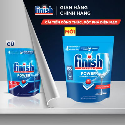 Combo Finish tiện lợi 3: Túi 100 Viên Rửa Bát All In 1+ Nước Làm Bóng Finish 500ml +Dung Dịch Vệ Sinh Máy Finish 250ml