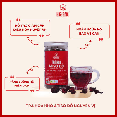 Trà Đài hoa Atiso đỏ Hichagol 100% từ thiên nhiên, hỗ trợ giảm cân,  tốt cho hệ tiêu hóa [Hủ 80gr]