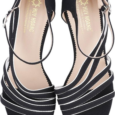 Giày Sandal Nữ Cao Gót Huy Hoàng HT7061 - Đen