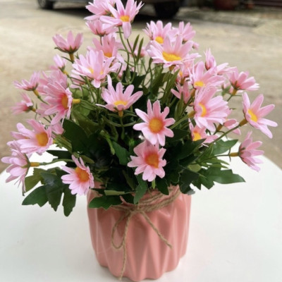 Chậu cây giả để bàn làm việc, bình hoa để bàn trang trí - Cây giả, hoa lụa trang trí nhà cửa