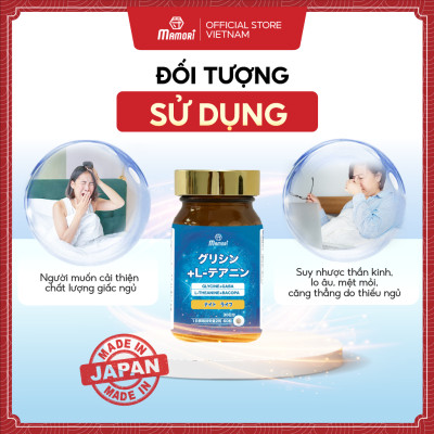 Viên uống MAMORI Glycine L-Theanine giúp giảm căng thẳng - stress, Hỗ trợ ngủ ngon, ngủ sâu giấc (60 Viên)