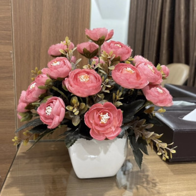 Chậu cây giả để bàn làm việc, bình hoa để bàn trang trí - Cây giả, hoa lụa trang trí nhà cửa