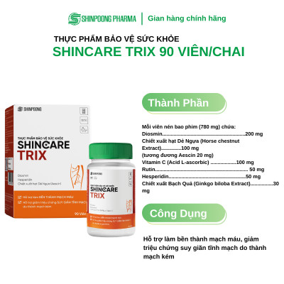 [Hộp 90 Viên] Viên Uống SHINCARE TRIX - Hỗ trợ làm bền thành mạch máu, giảm triệu chứng suy giãn tĩnh mạch do thành mạch kém - SHINPOONG PHARMA