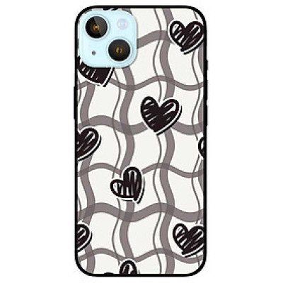 Ốp lưng cho IPhone 12 - 12 Pro - 12 Pro Max - 13 Mini - 13 - 13 Pro - 13 Pro Max - Họa Tiết Tim Đen - Hàng Chính Hãng